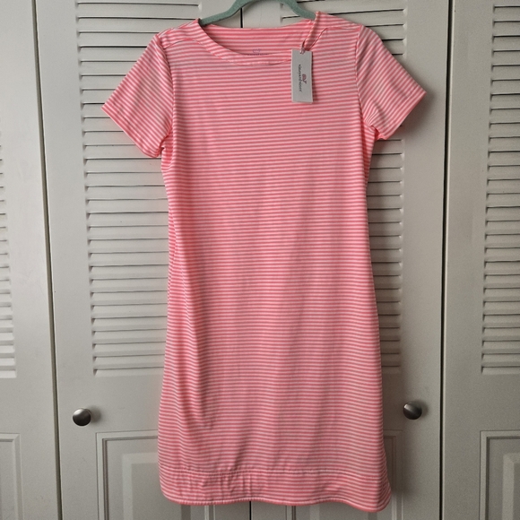Vineyard Vines Girl XL 16 Neon Rosa Stripe Sankaty Dress #228 - Picture 1 of 7